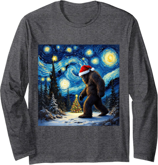 Sasquatch Christmas Van Gogh Starry Night Art