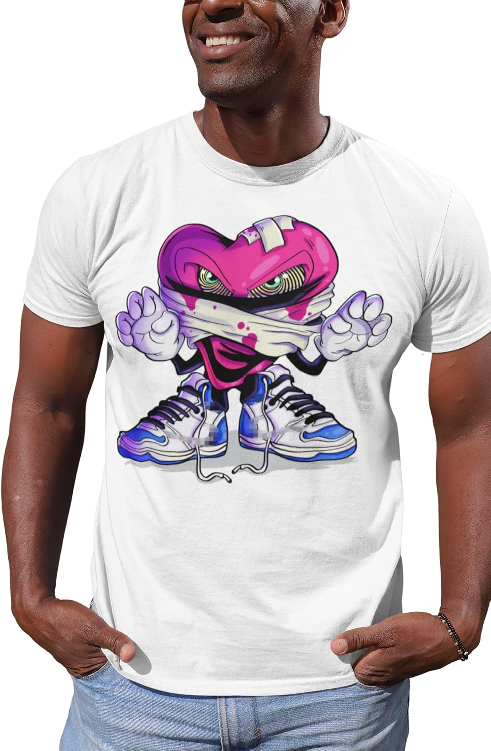 Heartless Men's Urban Streetwear Hipster Graphic T Shirt, Trendy Cool Tee Trendy Fun Fashionable Cute Men's Tshirt
