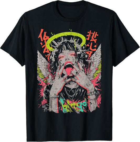 Japanese Streetwear Cyberpunk Y2K Techwear Retro Manga Anime T-Shirt