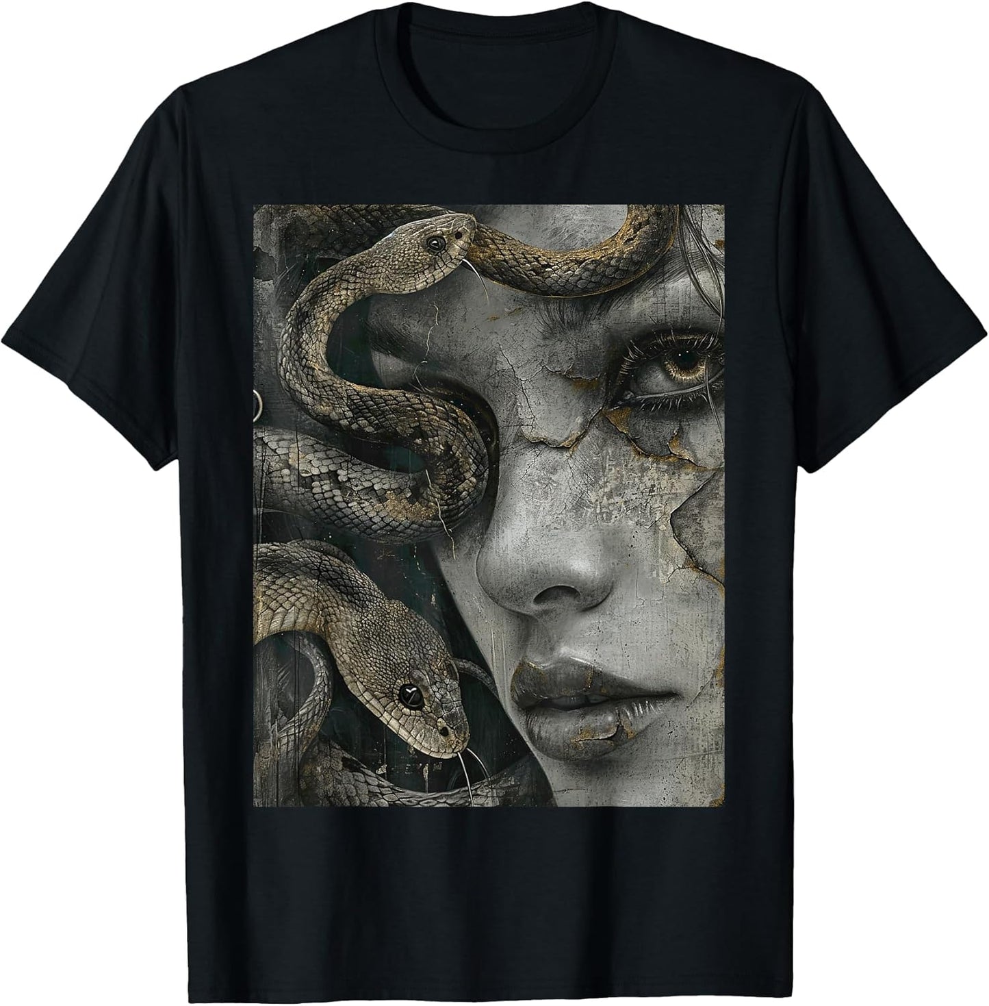 Medusa Greek Mythology Occult Scary Dark Grunge Art T-Shirt