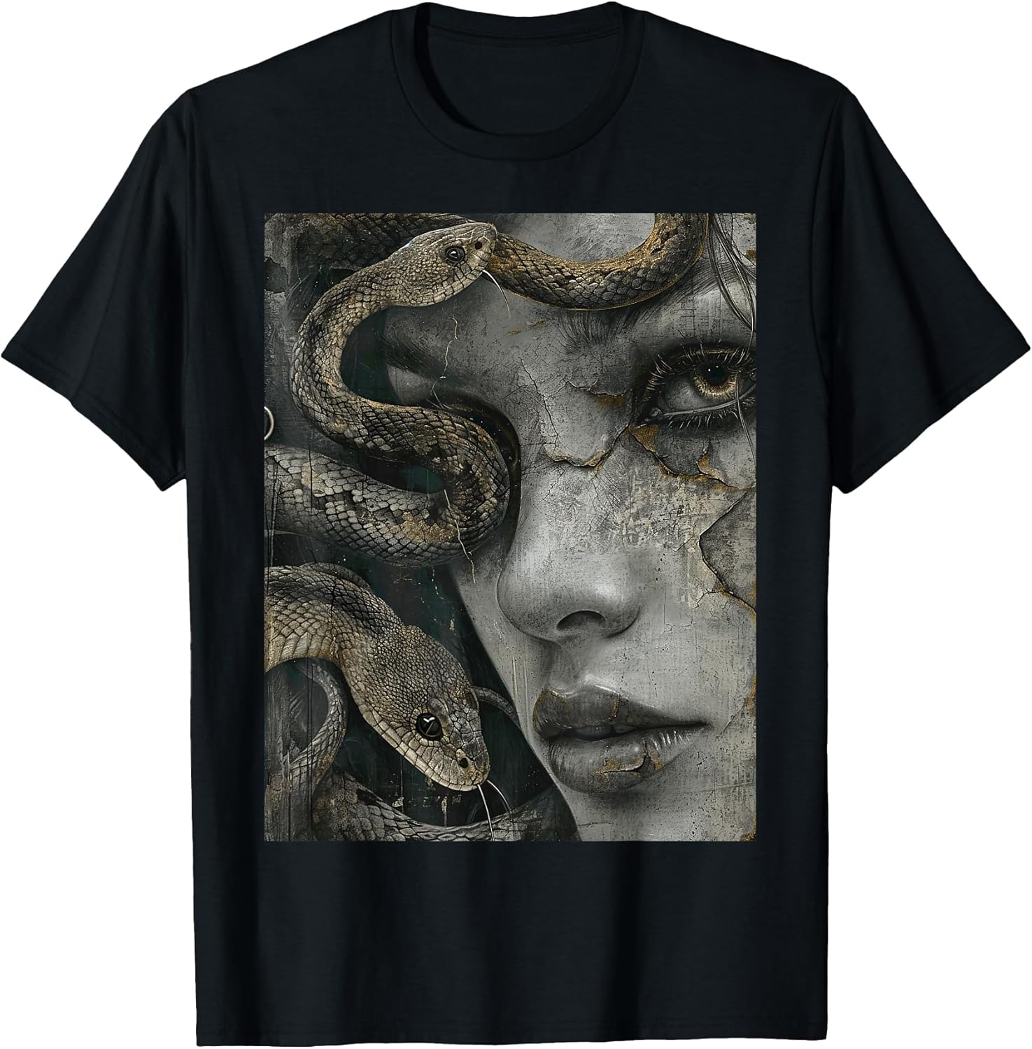 Medusa Greek Mythology Occult Scary Dark Grunge Art T-Shirt