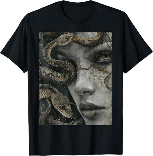 Medusa Greek Mythology Occult Scary Dark Grunge Art T-Shirt