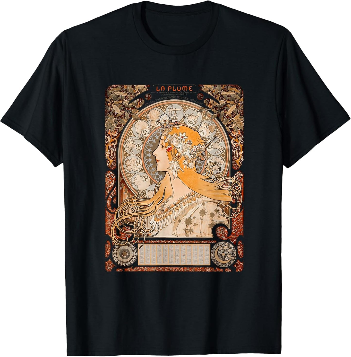 Womens Vintage Bohemian Design in Art Nouveau Style, Mucha T-Shirt