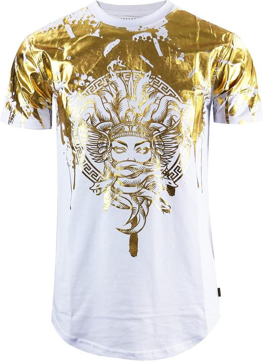 Screenshotbrand Mens Hipster Hip-Hop Urban Tees - NYC Street Fashion Longline Print T-Shirt