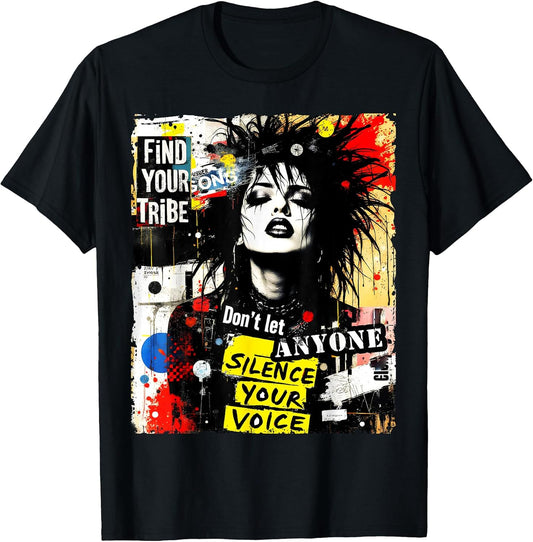 Punk Girl Graffiti 90s Urban Grunge Art Distressed Vintage T-Shirt