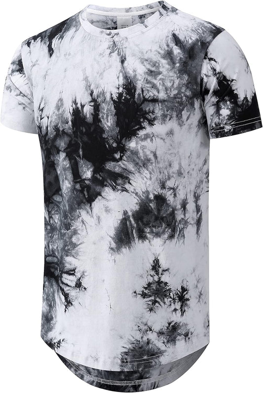 Men's Hip Hop Tie Dye T-Shirt | Trendy Hipster Style with Curve Hem | Casual Streetwear Tee for Men