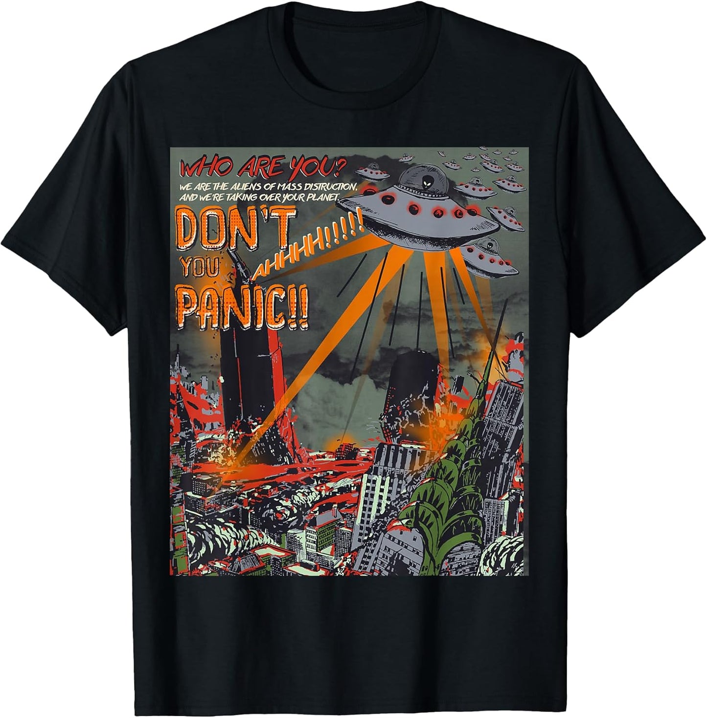 Sci-Fi Clothing Panic Ufo Alien Julib Graphic Tees