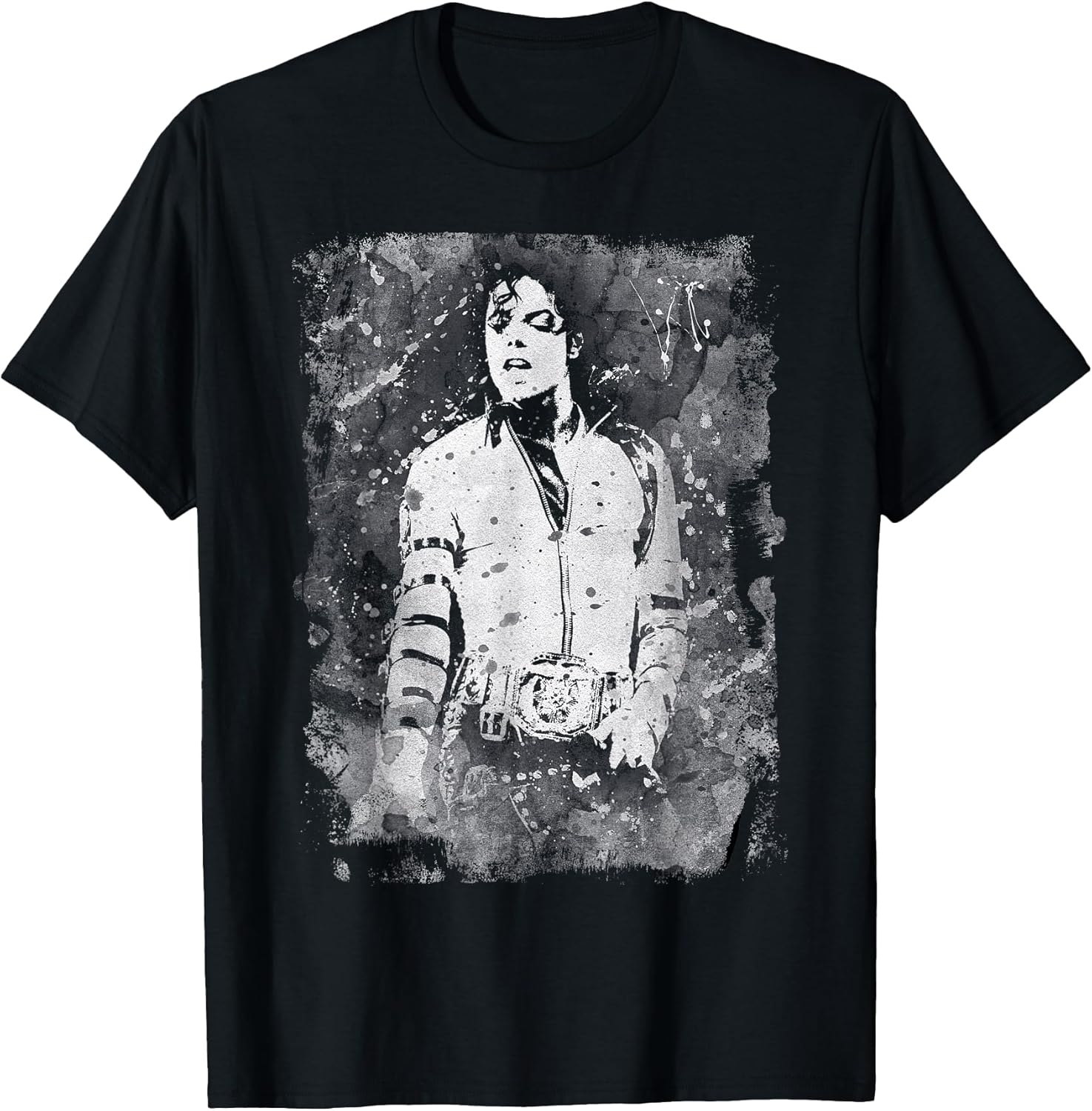 Michael Jackson Bad World Tour 1988 Black and White Splatter T-Shirt
