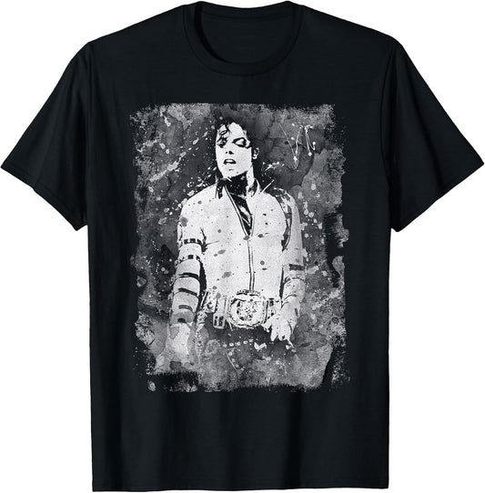 Michael Jackson Bad World Tour 1988 Black and White Splatter T-Shirt