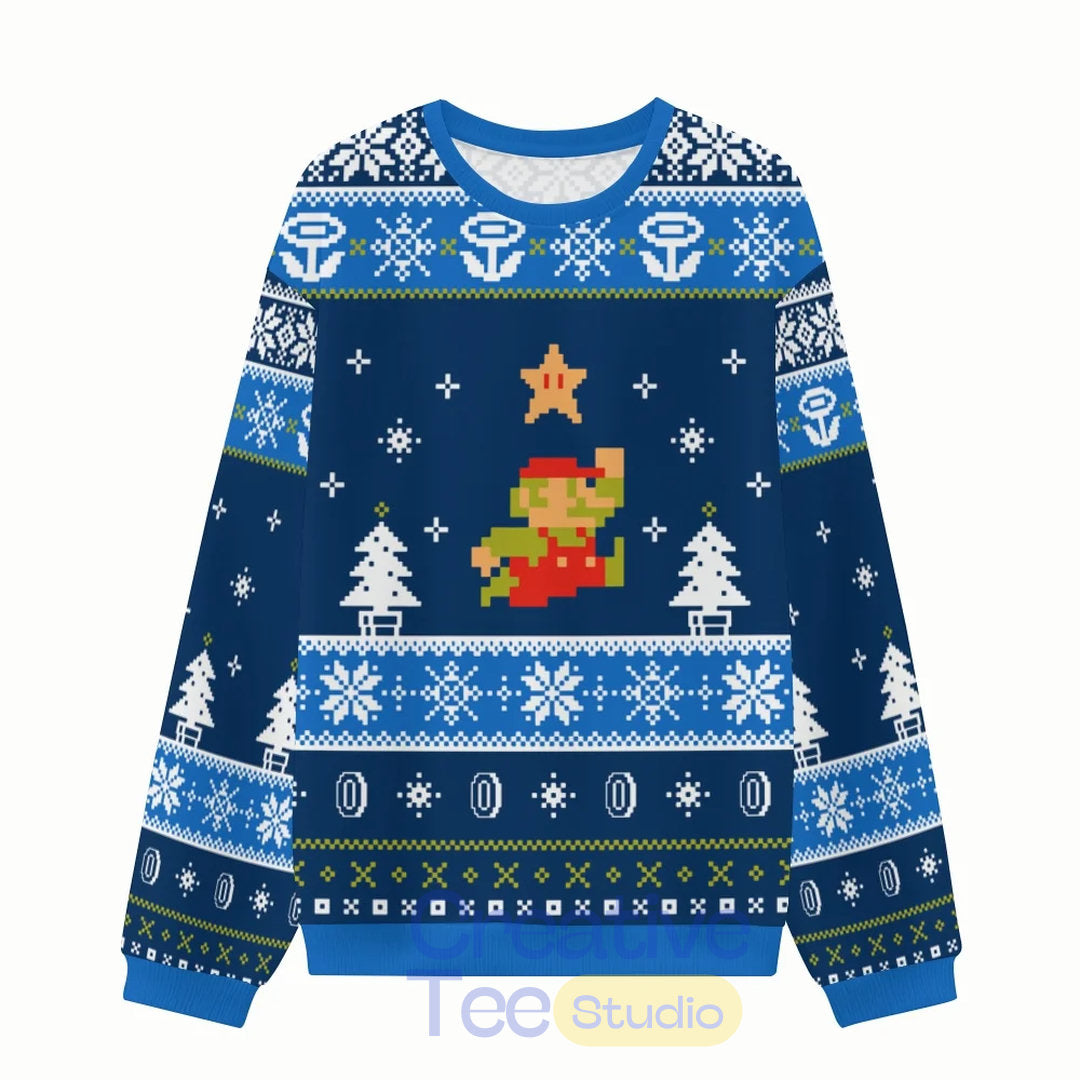 Super Mario Pixel Christmas Ugly Sweater