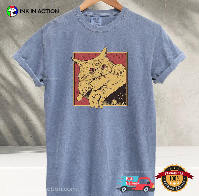 90s Cat Bite Japanese Horror Anime Comfort Colors T-shirt