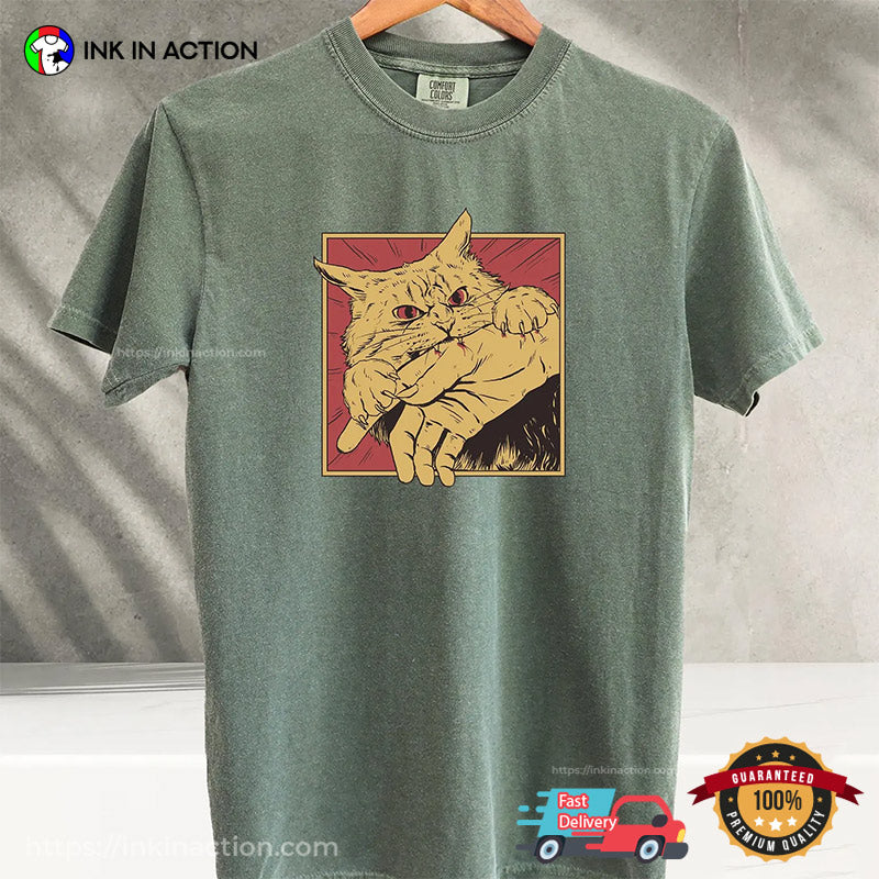 90s Cat Bite Japanese Horror Anime Comfort Colors T-shirt