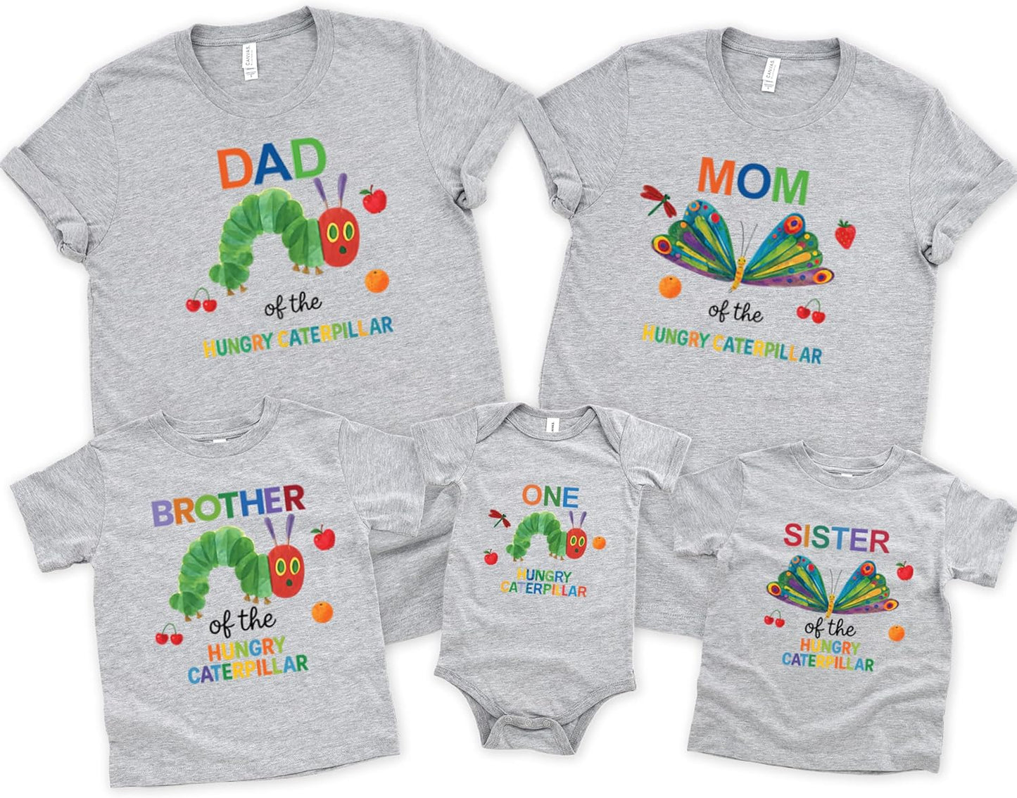 Custom Caterpillar Birthday Family Shirts, One Birthday Outfit, Caterpillar Mom Dad Brother Sister Matching Party Set Multi