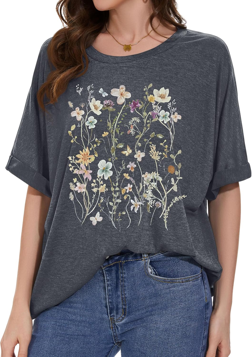 Oversized Tshirts for Women Summer Short Sleeve Casual Basic Tee Tops Loose Fit Shirts 2026