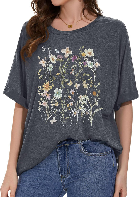 Oversized Tshirts for Women Summer Short Sleeve Casual Basic Tee Tops Loose Fit Shirts 2026