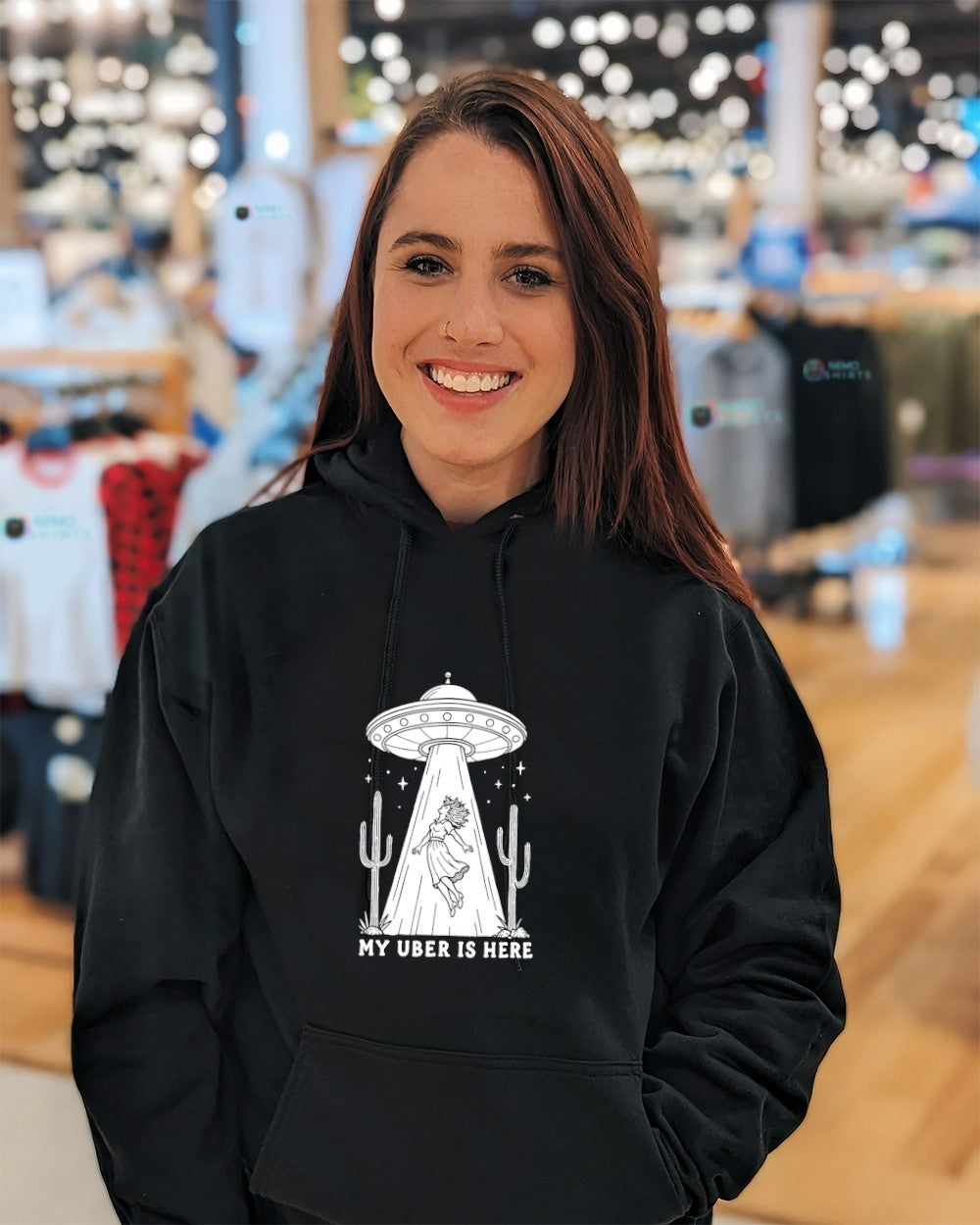 UFO woman my uber is here shirt