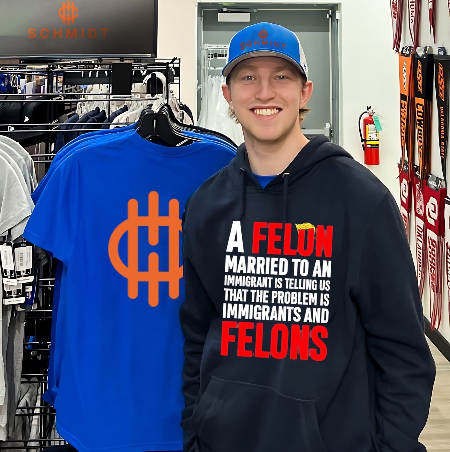 A felon married to an immigrant is telling us that the problem text shirt