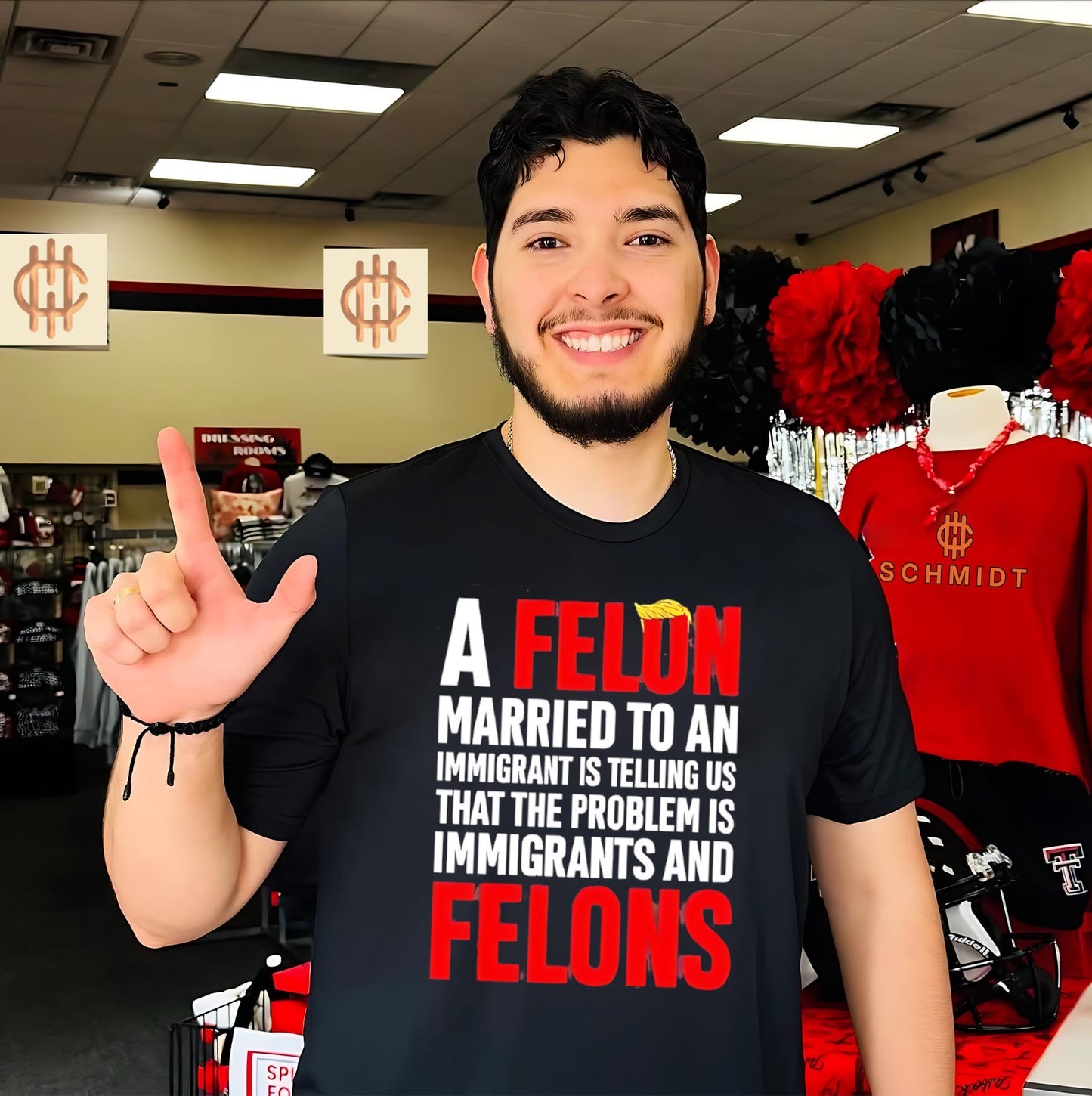 A felon married to an immigrant is telling us that the problem text shirt