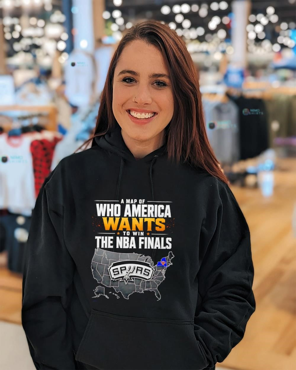 A map of who America wants to win the NBA Finals Spurs vs Knicks shirt