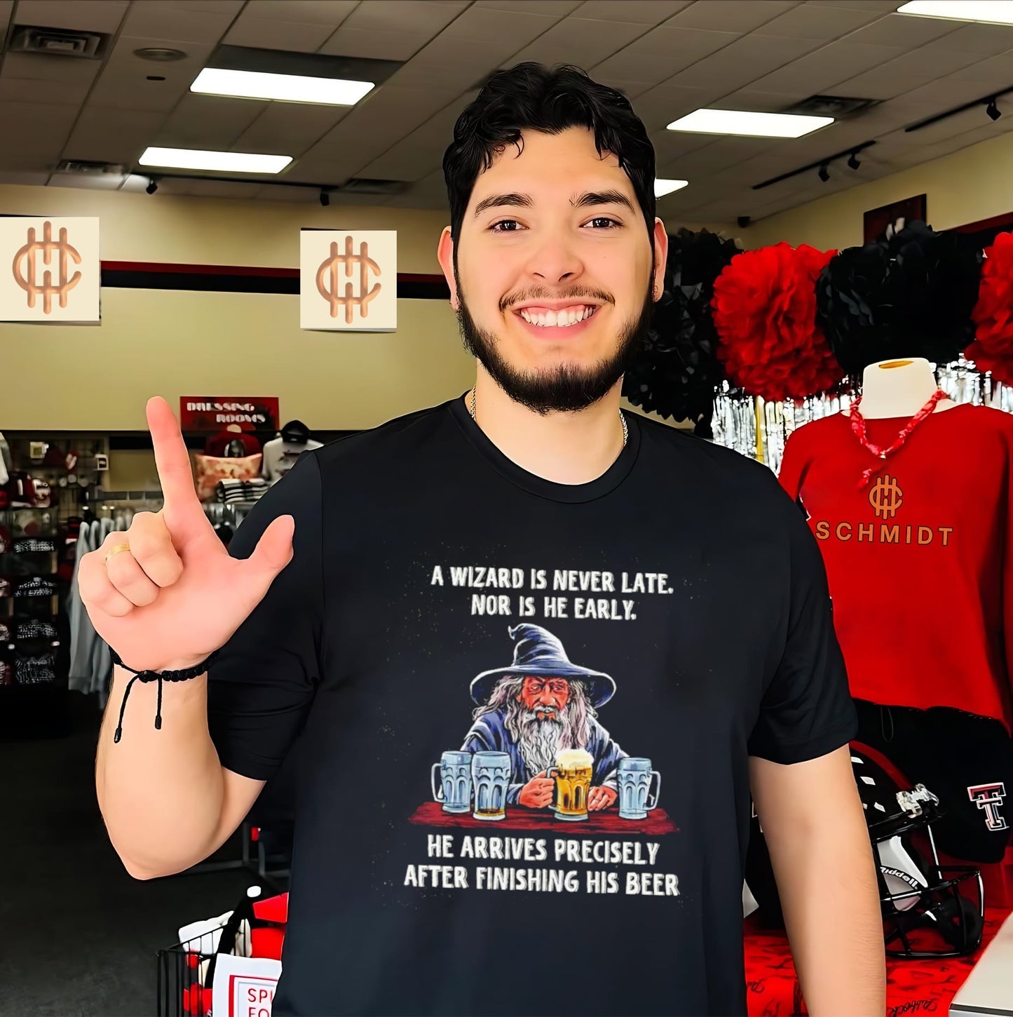 A wizard is never late nor is he early he arrives precisely after finishing his beer shirt
