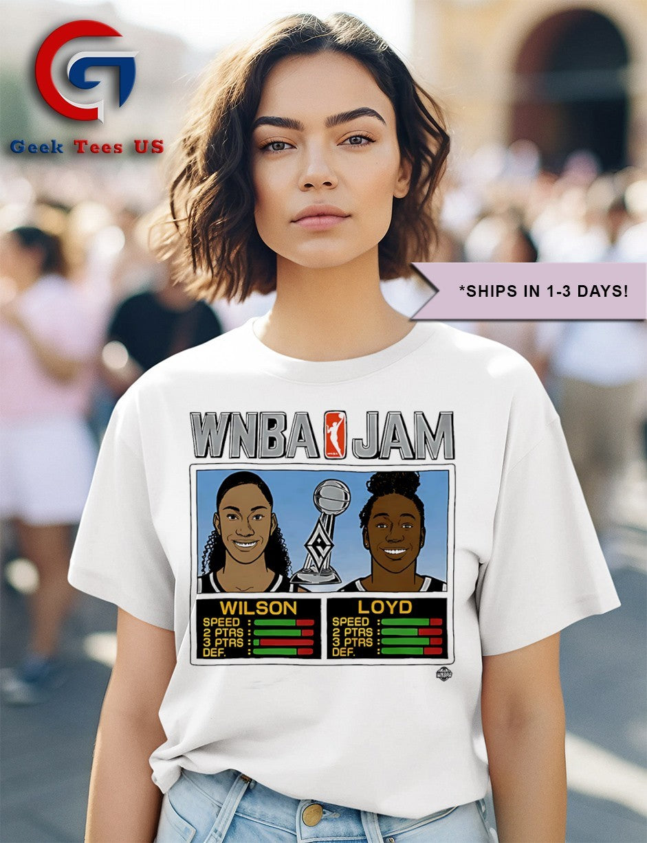 Aces Wilson and Loyd WNBA Jam Aces 2025 Champions shirt