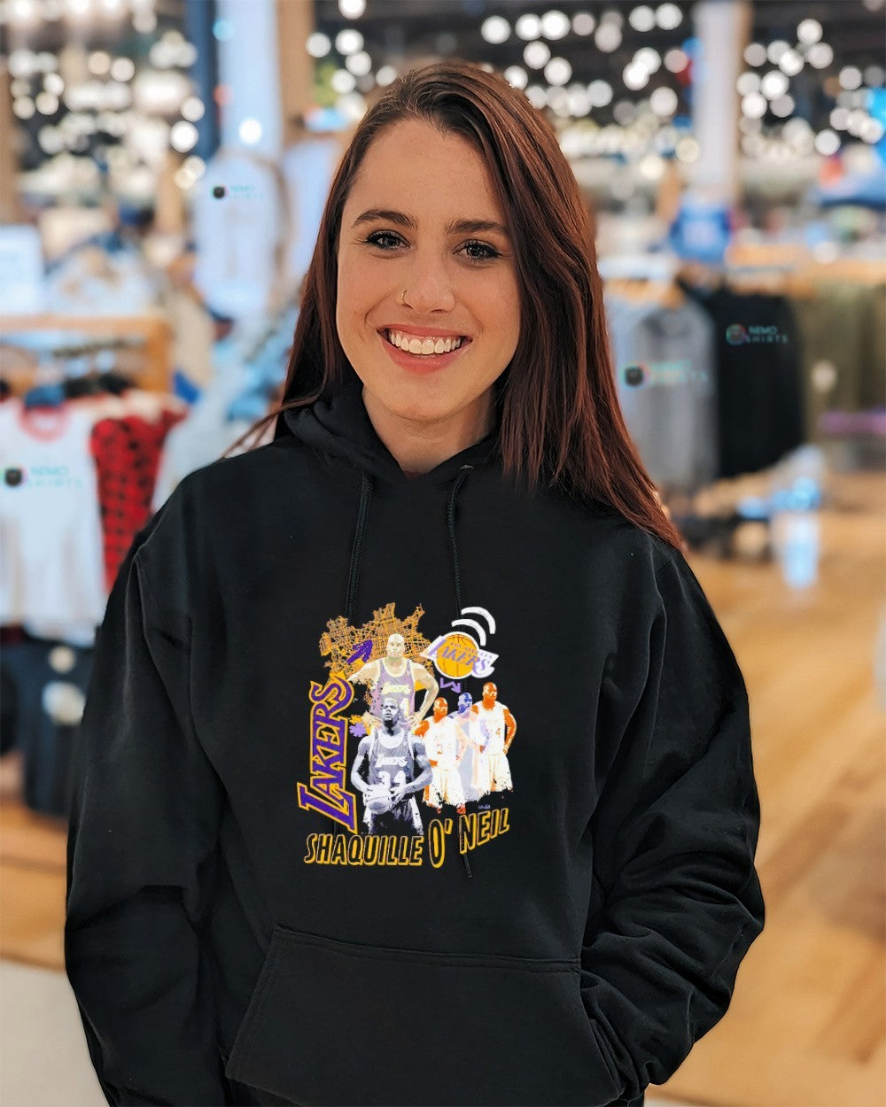 Shaquille O’Neal Los Angeles Lakers player collage graphic shirt