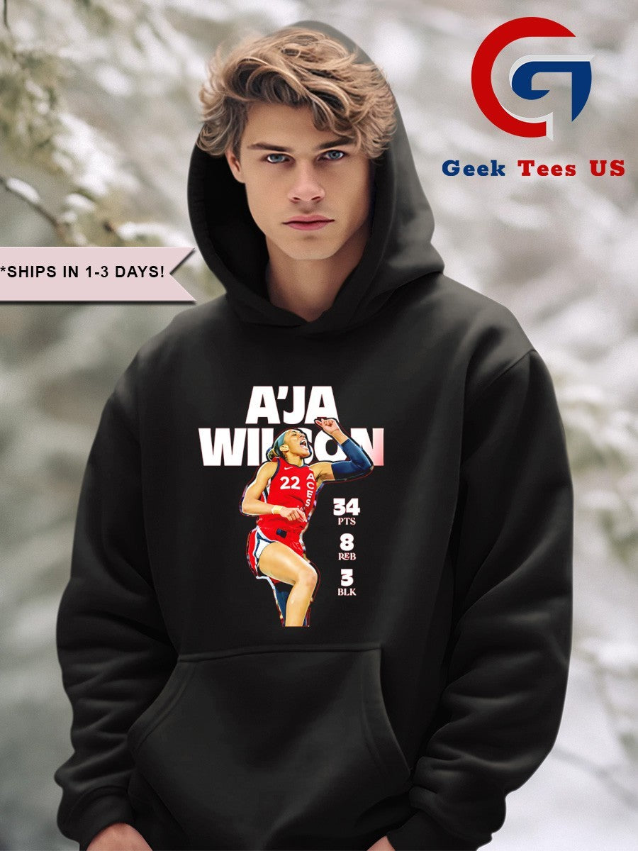 A’ja Wilson 34 Pts 8 Reb 3 Blk Las Vegas Aces WNBA shirt