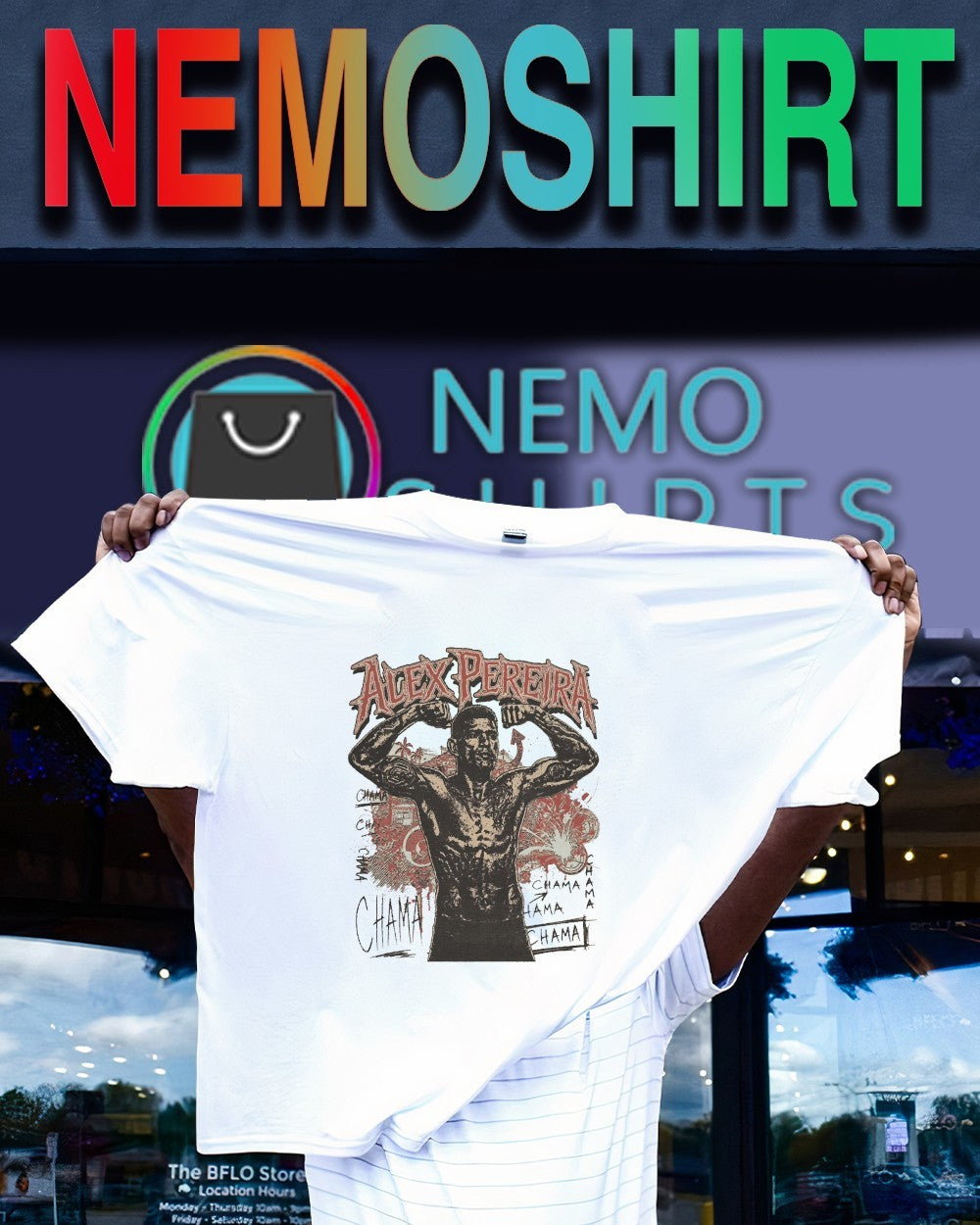 Alex Pereira chama graphic shirt