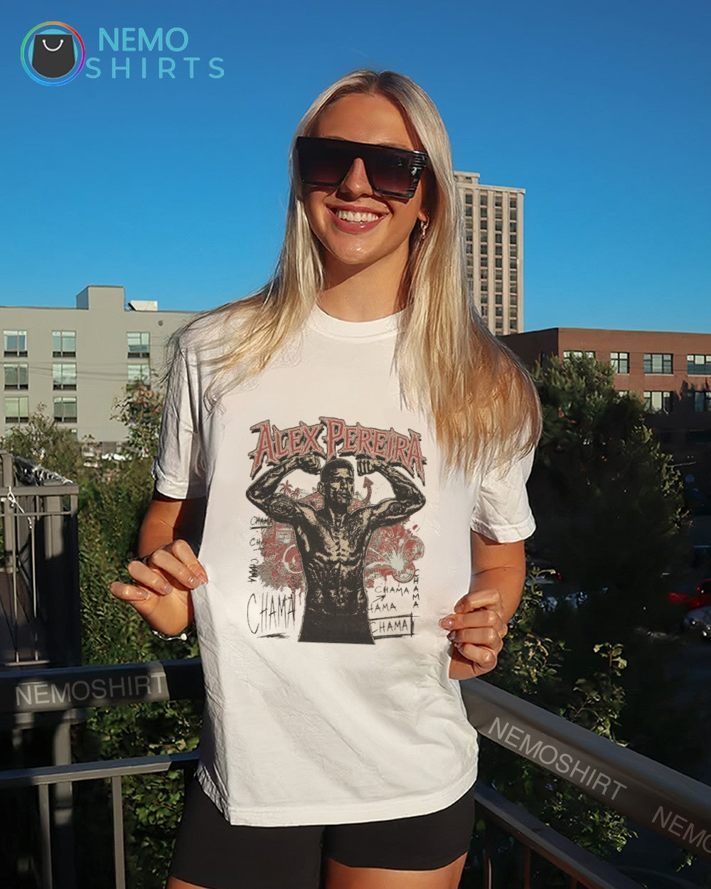 Alex Pereira chama graphic shirt
