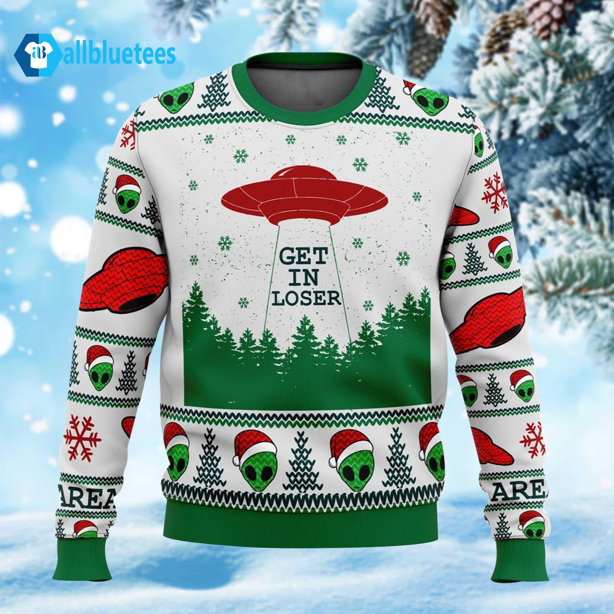 Alien Get In Loser Ugly Christmas Sweater