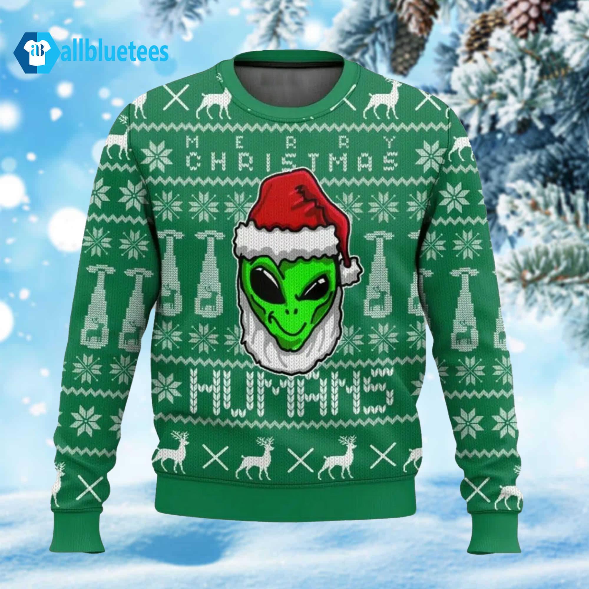 Alien Merry Christmas Humans Ugly Christmas Sweater