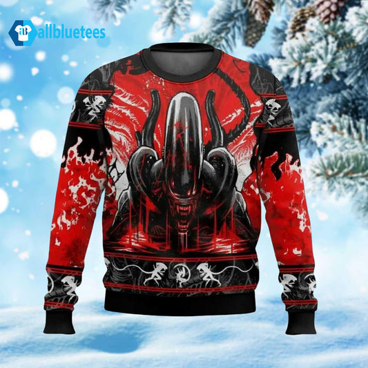Alien Xenomorph Ugly Christmas Sweater