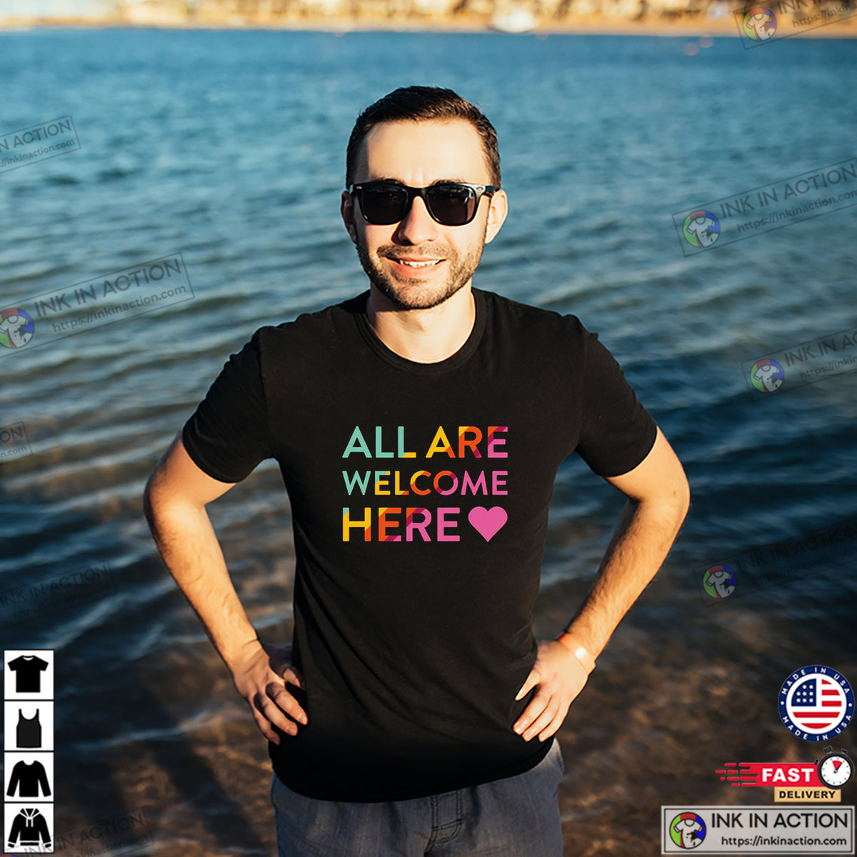 All Are Welcome Here Disability Rights T-shirt