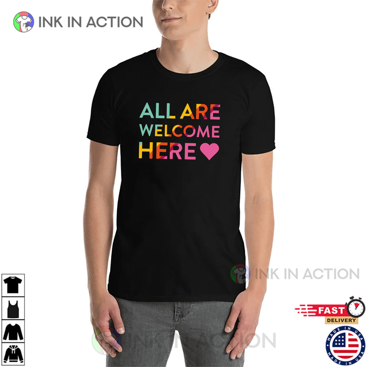 All Are Welcome Here Disability Rights T-shirt