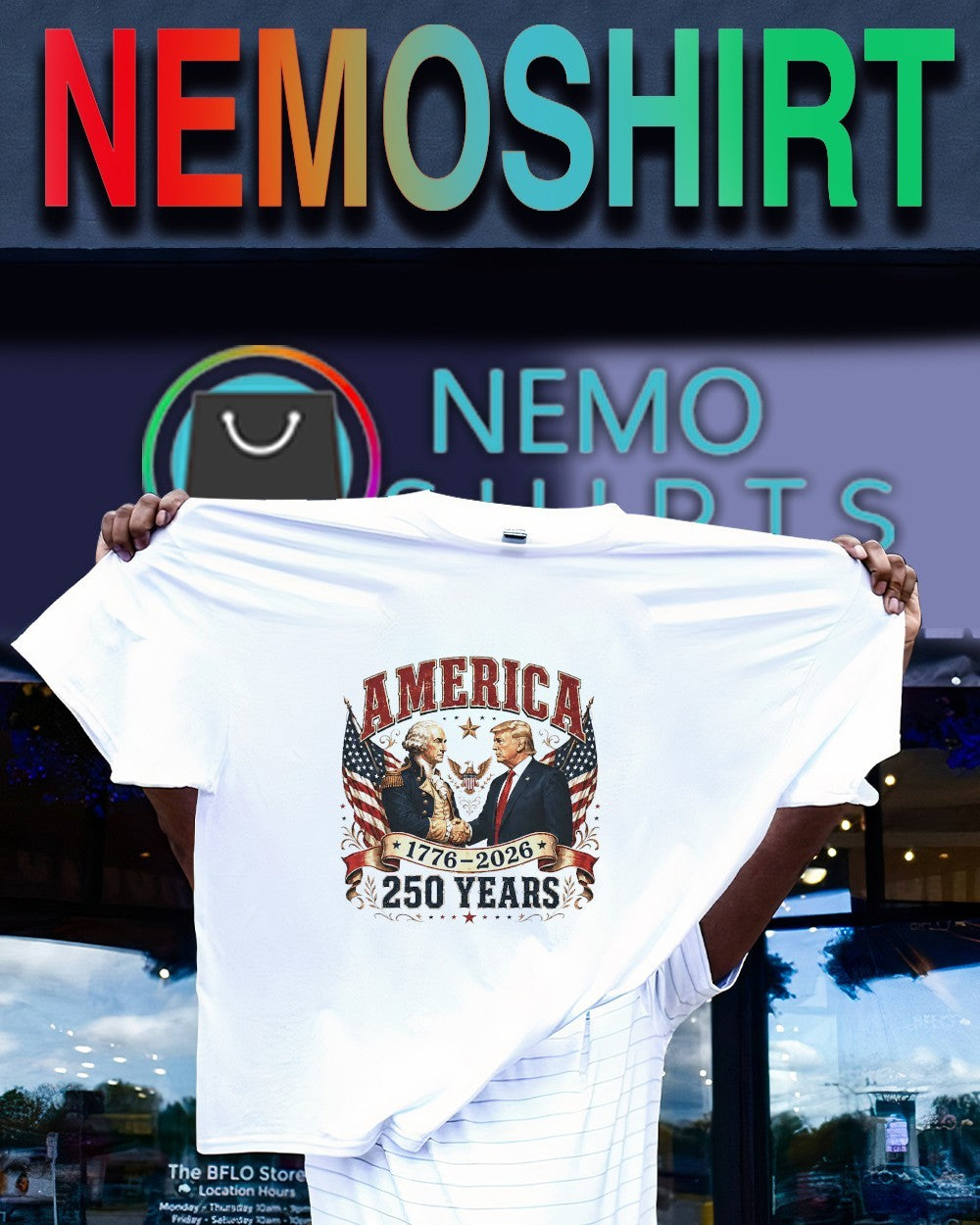 America 1776 2026 250 years Washington and Trump shirt