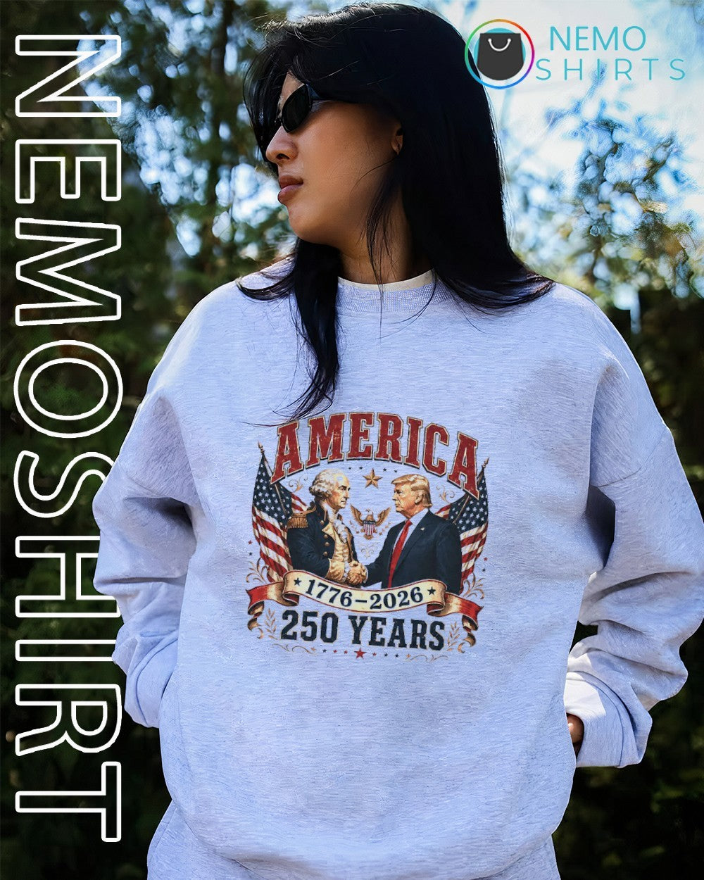 America 1776 2026 250 years Washington and Trump shirt