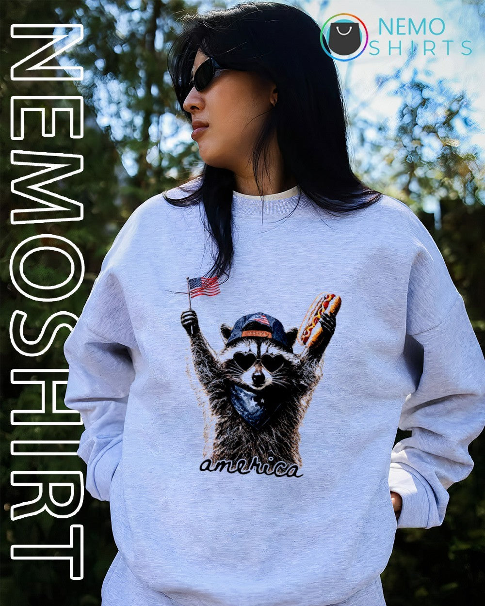 America Patriotic Raccoon hot dog funny shirt