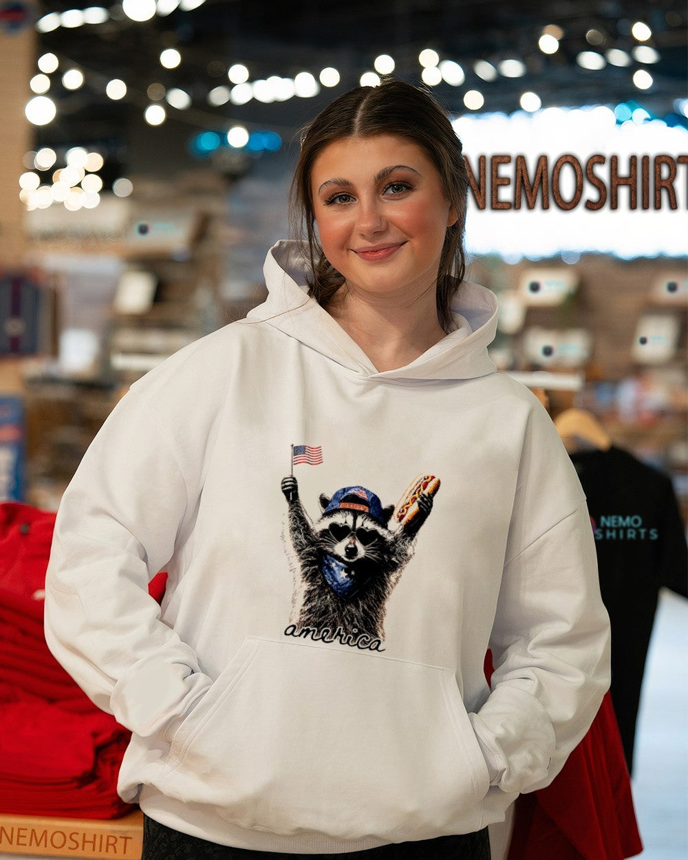 America Patriotic Raccoon hot dog funny shirt