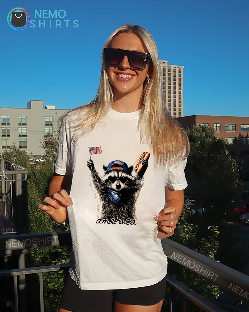 America Patriotic Raccoon hot dog funny shirt