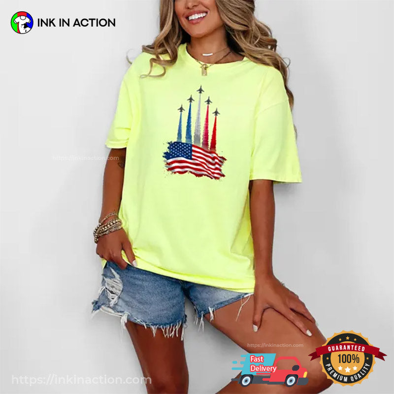American Flag Jet Flyover Comfort Colors Tee