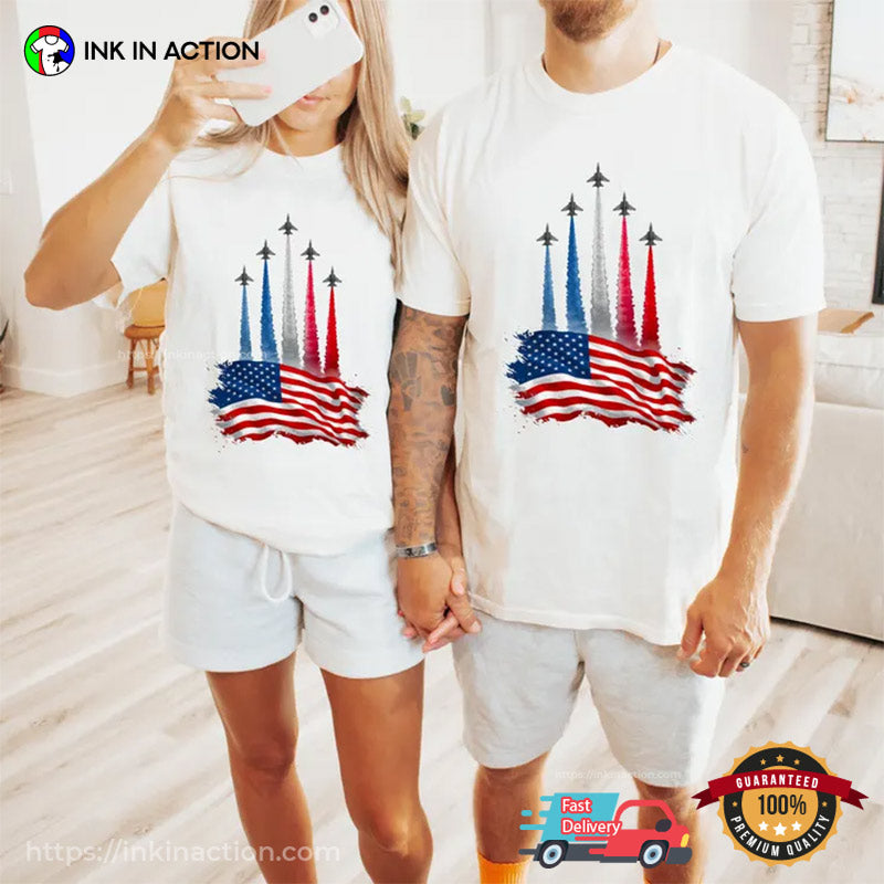 American Flag Jet Flyover Comfort Colors Tee
