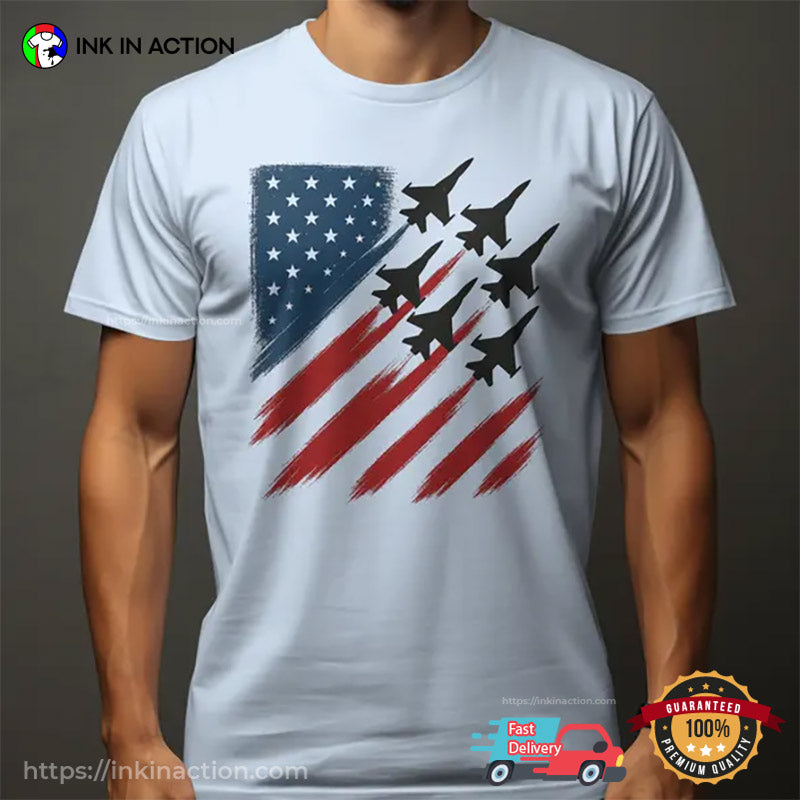 American Flag Jets Aviation Day T-shirt