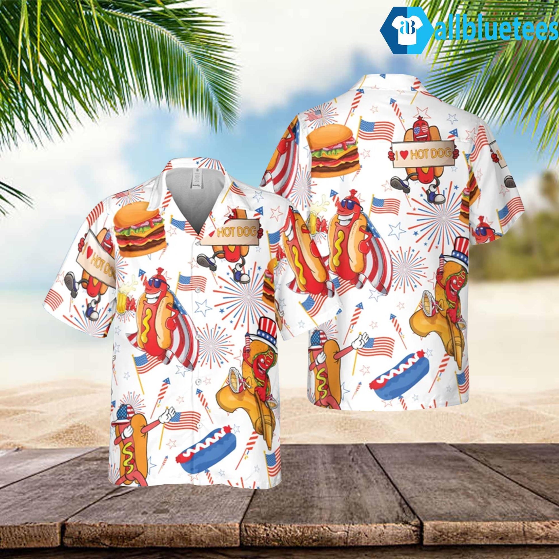 American Hot Dog Burger Hawaiian Shirt