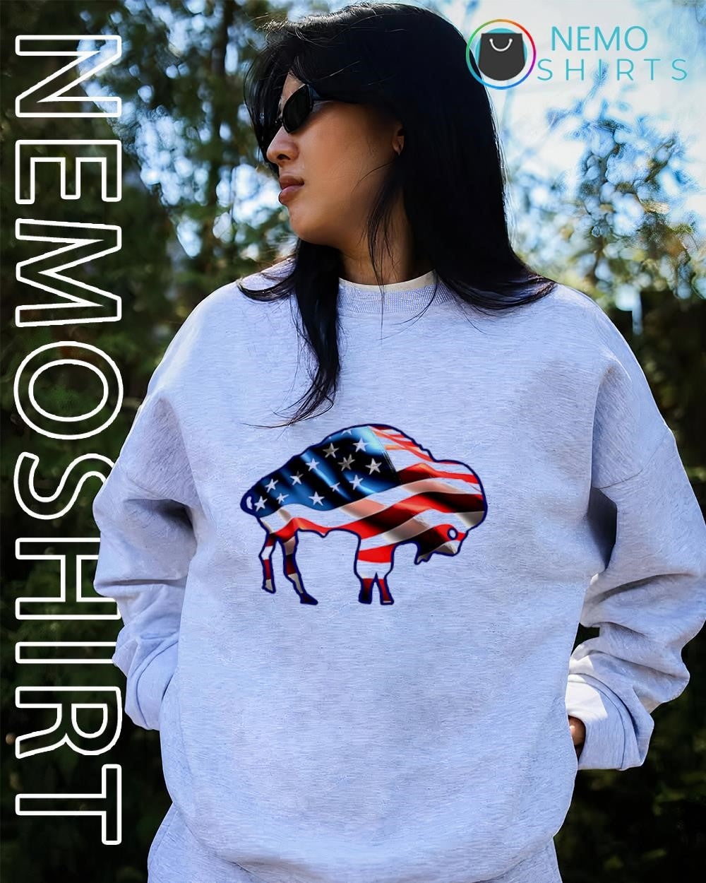 American flag buffalo bumper shirt