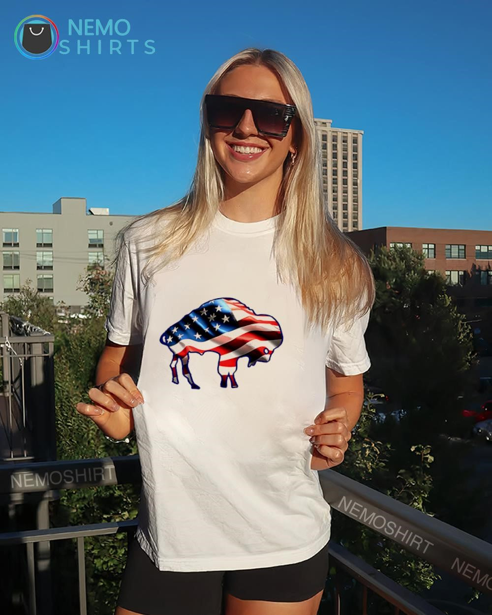 American flag buffalo bumper shirt