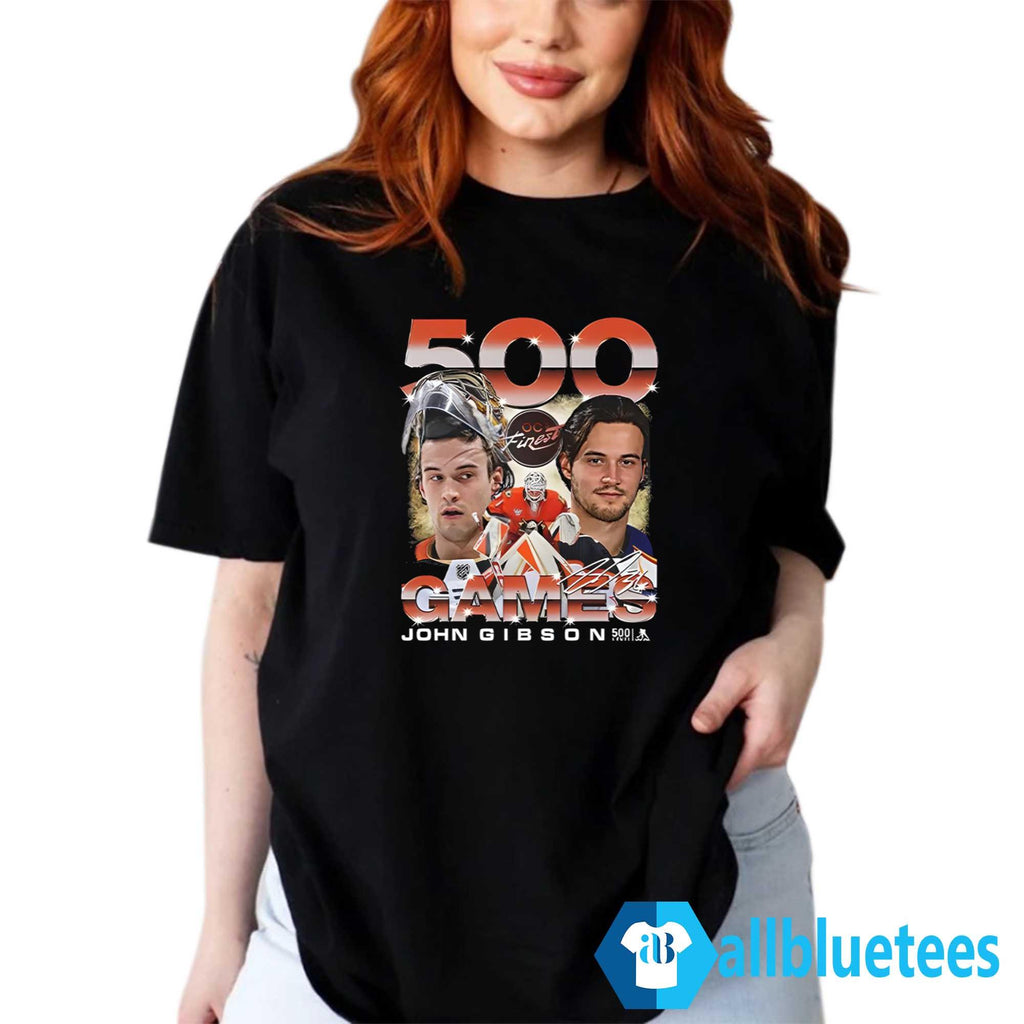 Anaheim Ducks John Gibson 500 Games Shirt