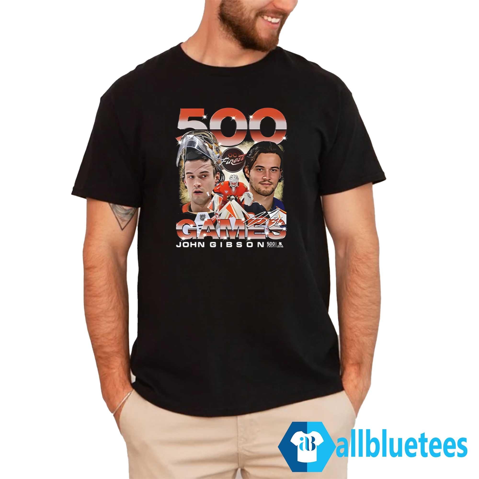 Anaheim Ducks John Gibson 500 Games Shirt