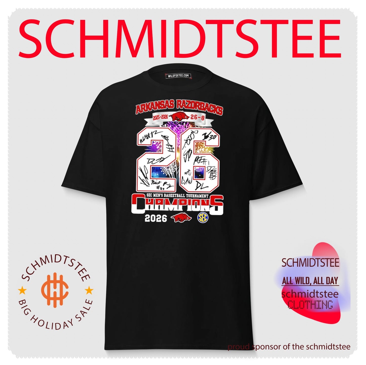 Arkansas Razorbacks SEC Mens Basketball Tournament Champions 2026 signature shirt