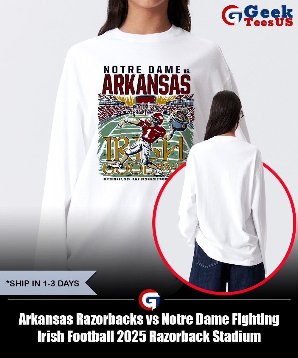 Arkansas Razorbacks vs Notre Dame Fighting Irish Football 2025 Razorback Stadium Gameday shirt