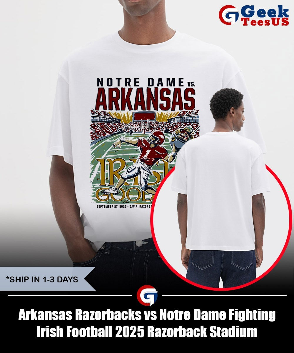 Arkansas Razorbacks vs Notre Dame Fighting Irish Football 2025 Razorback Stadium Gameday shirt